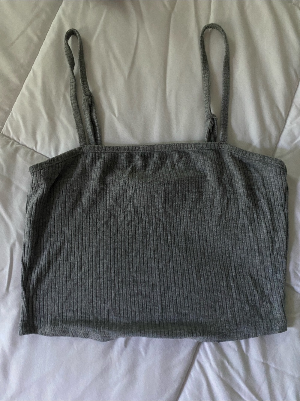 Women’s Gray Ribbed Cami cropped Tank Top